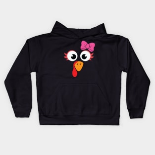 Thanksgiving Turkey Girl Face Kids Hoodie